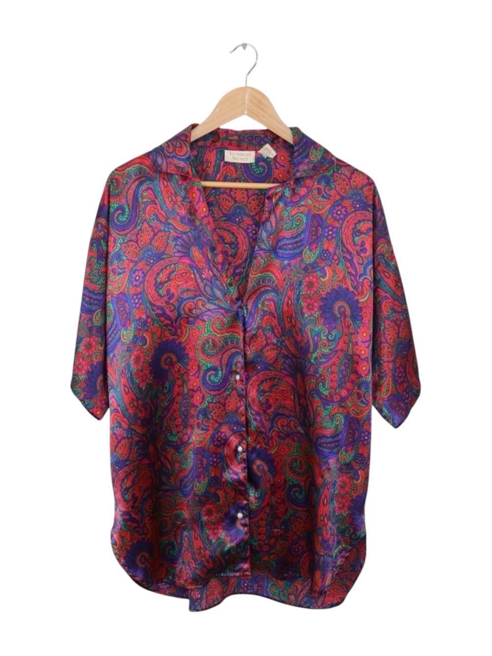 Vintage Victoria's Secret Paisley Shirt Womens Small Colorful‎ Psychedelic